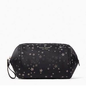 ♠️kate spade Chelsea Scattered Stars Nylon Cosmetic Zip Pouch, Black Multi NWT